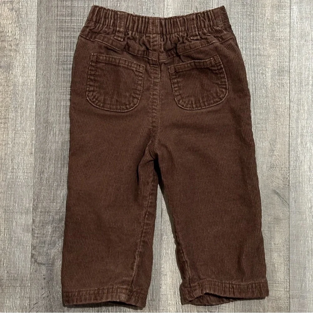 💞 Baby Girl Size 18 Months Brown Corduroy Pants with Flower Accent
